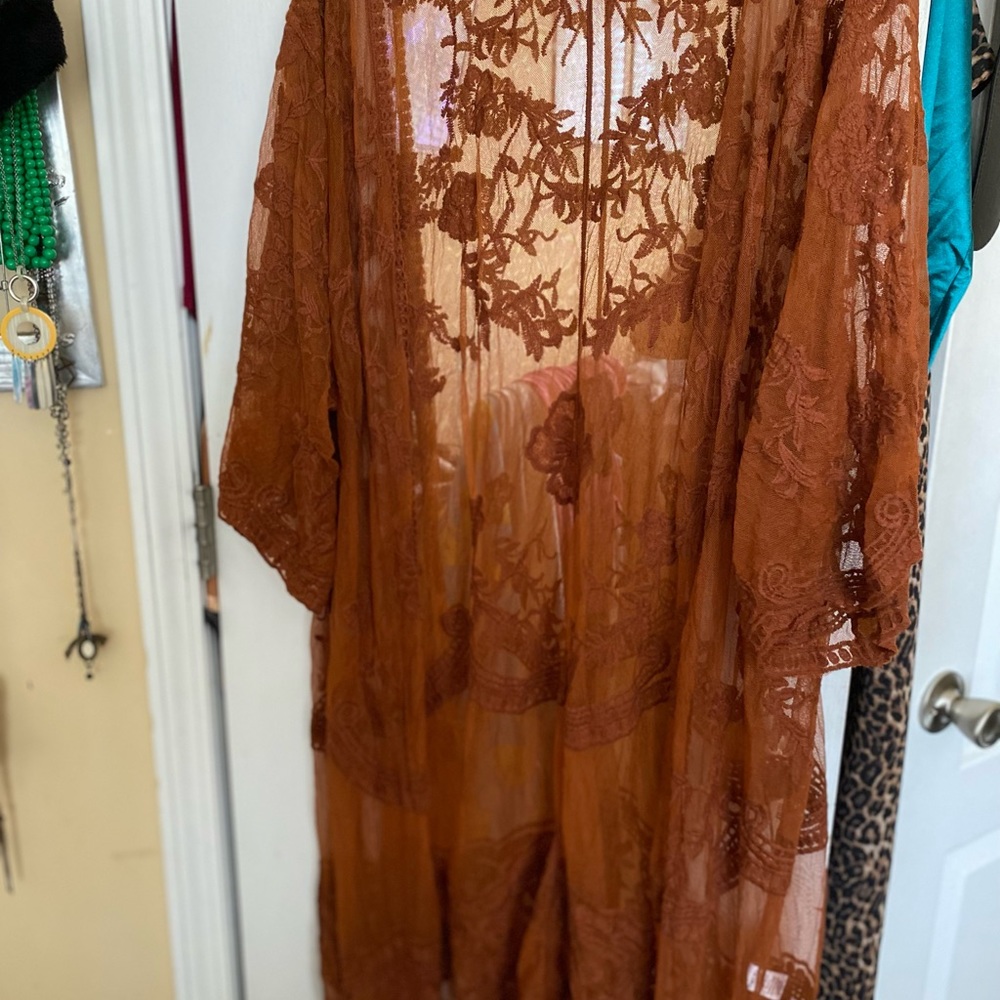 Plus Size Women’s Poncho/Duster Burnt Orange